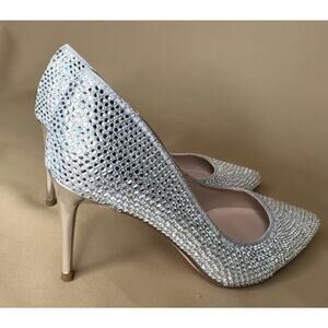 Steve Madden Laveda Silver Crystal Rhinestone Pumps 7 New
